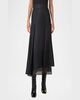 Asymmetric Pleated Silk Organza Midi Skirt