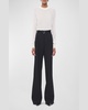 Pleated Wide Leg Wool Trousers