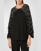 Plus Size Nelson Beaded Blouson-Sleeve Pullover