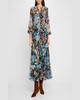 Mazzy Floral-Print Embroidered Maxi Dress