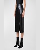 Lacquer Nappa Leather Pencil Skirt