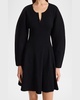 Francesa Ribbed Puff-Sleeve Mini Dress