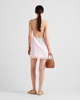 lace-trimmed linen minidress