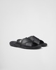 Leather crisscross slides