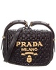 Prada Crochet & Leather Shoulder Bag