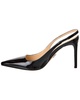 Prada Logo Patent Pointy-Toe Slingback Pump