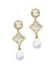 ADORNIA 14K Plated 15mm Pearl CZ Flower Drop Earrings