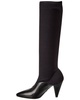 Prada Logo Knit & Leather Pointy-Toe Knee-High Boot