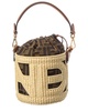 FENDI Mini Raffia & Leather Bucket Bag