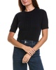 Minnie Rose Cropped Center Cable Cashmere-Blend Sweater