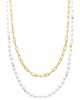 ADORNIA 14K Plated Pearl Paperclip Layered Necklace