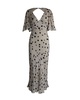 v-neck polka dot maxi dress in beige viscose