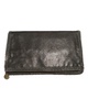 falabella foldover clutch in black vegan leather