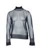 mesh turtleneck top in navy blue polyamide