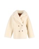 addie double-breasted shearling coat in cream lamb fur