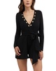 women's snap detail belted romper