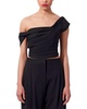 Carolina Herrera Twist Shoulder Cropped Wool-Blend Top