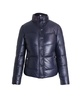 quilted puffer jacket in navy blue lambskin leather