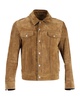 trucker jacket in brown suede