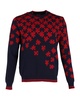 puzzle sweater in red and navy blue wool