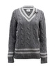 albertha v-neck cable knit sweater in grey wool