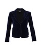 leather-trimmed blazer in navy blue velvet