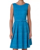 belted pleated silk minidress in medium blue