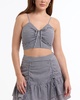 women's mini gingham ruched front cami