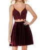 lace crop top short velvet dress in black cherry