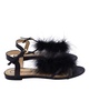 fifi feather-trimmed sandals in black leather