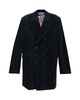 man double breasted coat in navy blue cotton corduroy