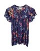 floral ruffled blouse in blue viscose