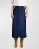 midi denim skirt in stormy