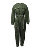 leo contrast stitching jumpsuit in green cotton