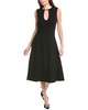 Oscar de la Renta Keyhole Seam Detail Silk-Trim Wool-Blend Midi Dress