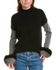 colorblocked mock neck cashmere sweater