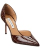 Aquazzura Uptown 85 Croc-Embossed Patent Pump