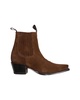 short cowboy boot in brown suede