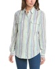 slim fit utility stripe linen-blend shirt