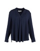 sanorah pleated blouse in navy blue silk