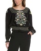 Norma Kamali Embroidered Silk-Blend Top