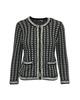 monochrome tweed embellished georgia jacket in black cotton