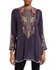 lilianna loose fit embroidered tunic in grey onyx