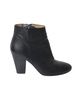 chunky mid-heel ankle boots in black leather