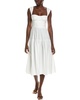 strap corset linen-blend midi dress