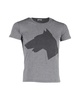 dark bite dog graphic t-shirt in grey cotton