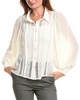 pleated sleeve sheer blouse