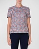 short sleeve tweed top in multi