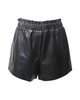 lora ruffled shorts in black vegan leather