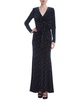 Badgley Mischka Pearl Velvet Bow Gown